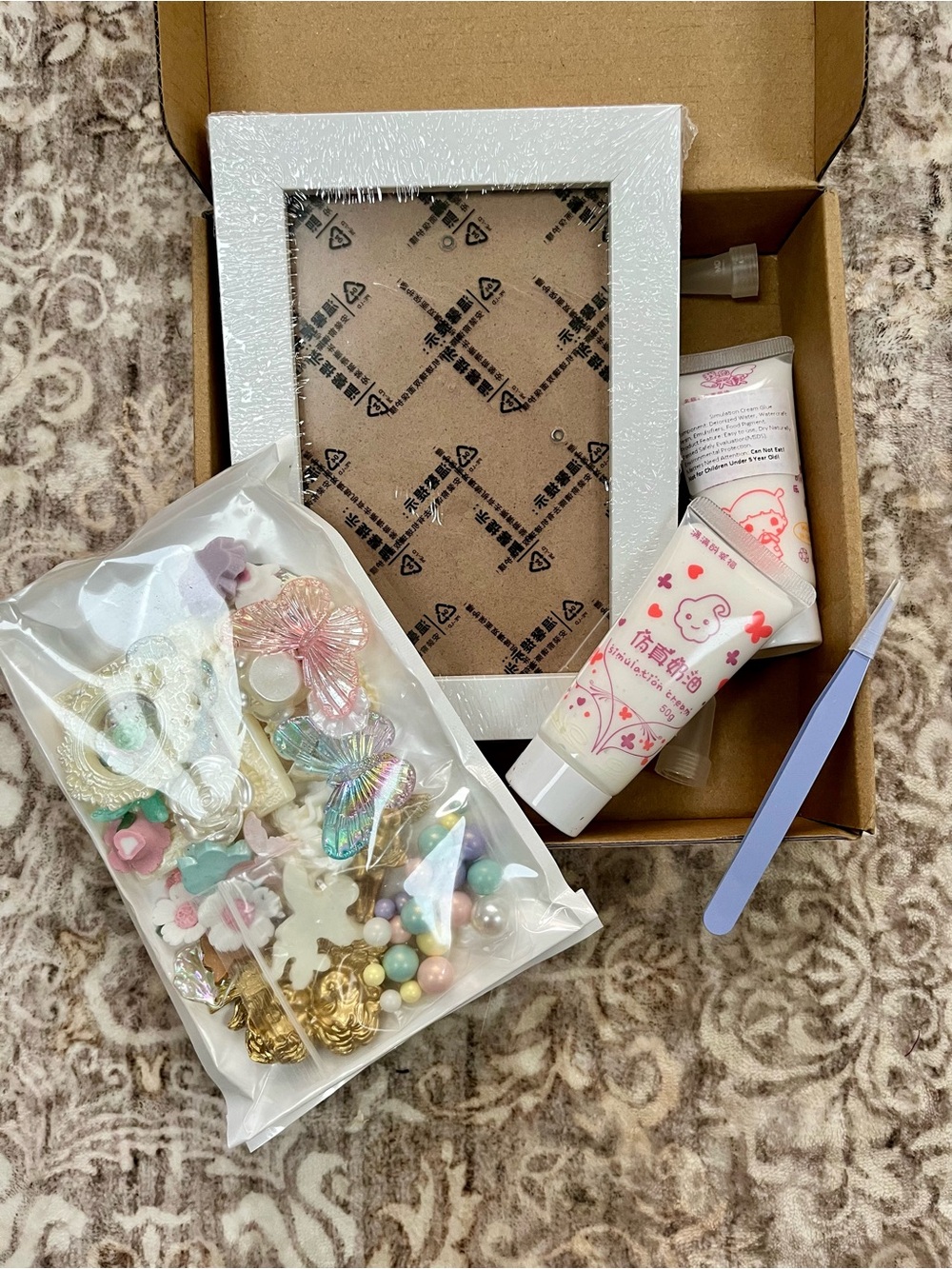 DIY Craft Kit with Pastel Embellishments & White Frame